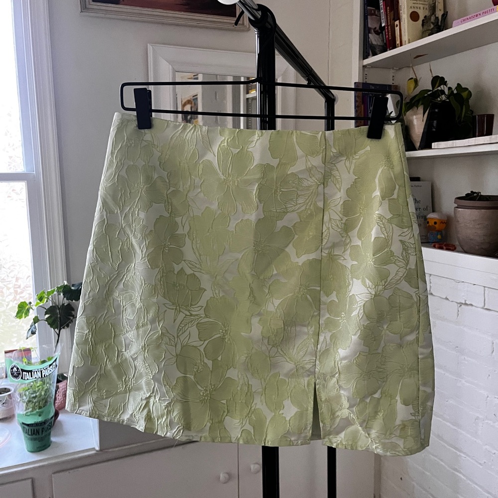 Lulu's Green Pleated A-Line Mini Skirt